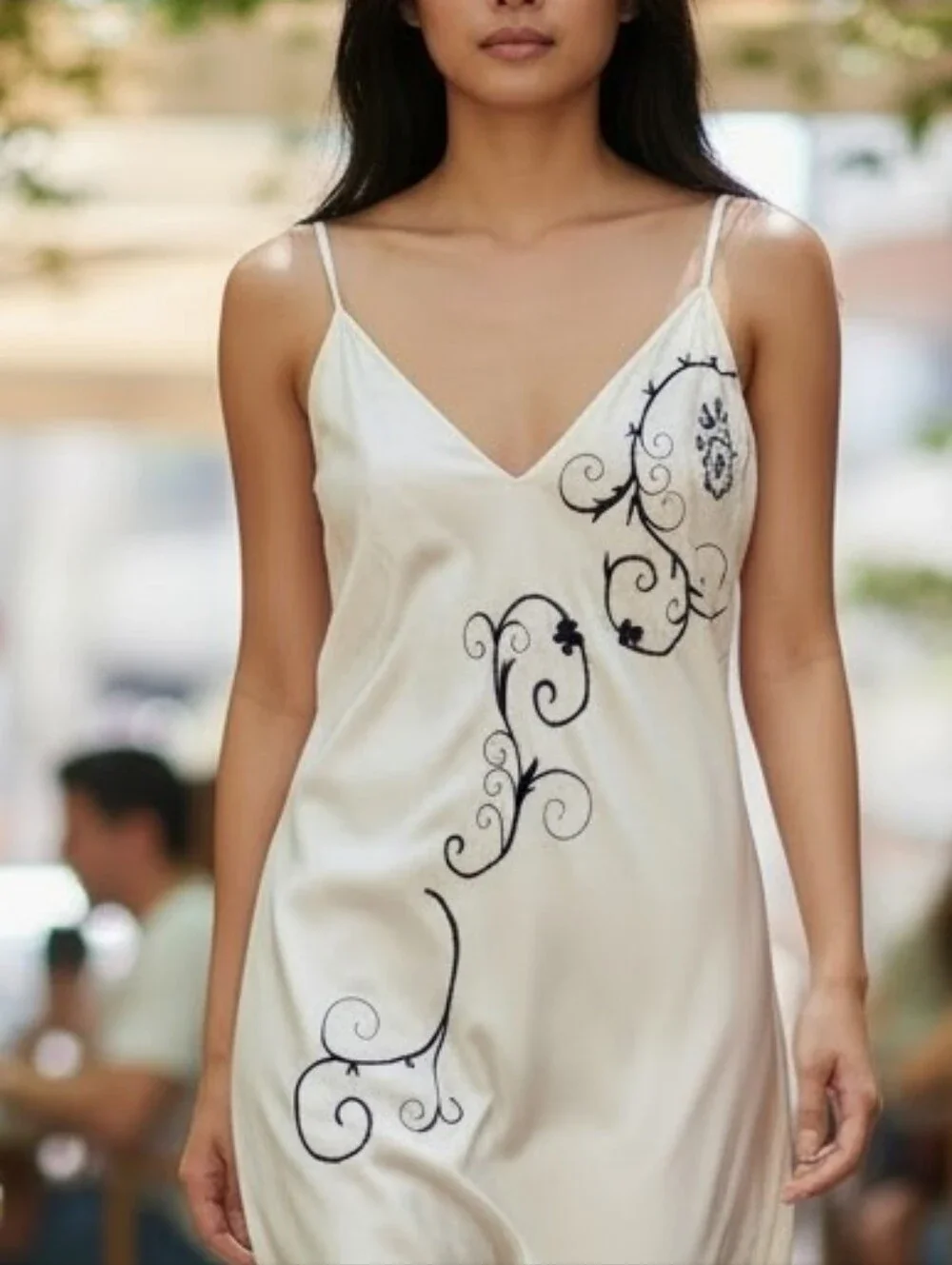 VTG Victoria’s Secret Y2K Ivory Silk Slip Dress Mesh Embroidered Fairycore M - Picture 1 of 11